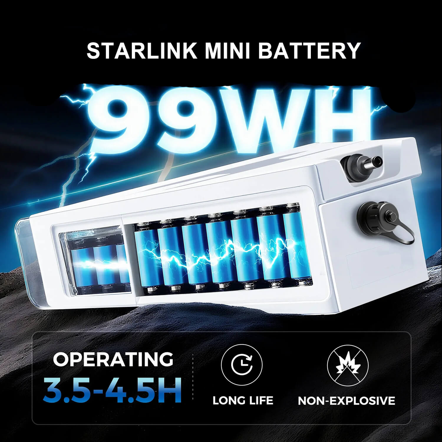 Bright Power 99Wh Starlink Mini Battery – Side View, IP65
