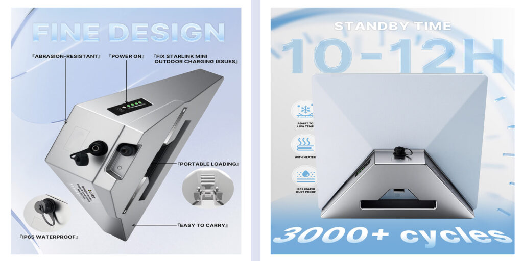 Starlink Mini Battery Design with IP65 Waterproof and Long Cycle Life